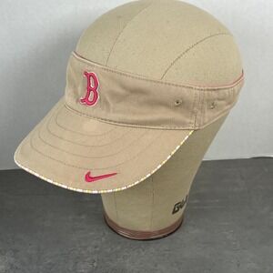Nike Team MLB Authentic Tan w/ Pink Logos Boston Red Sox Visor Hat w/ Adj. Strap